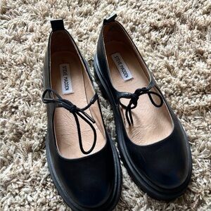 Steve Madden Black Lace-Up Ballet Flats with Cushioned Insole